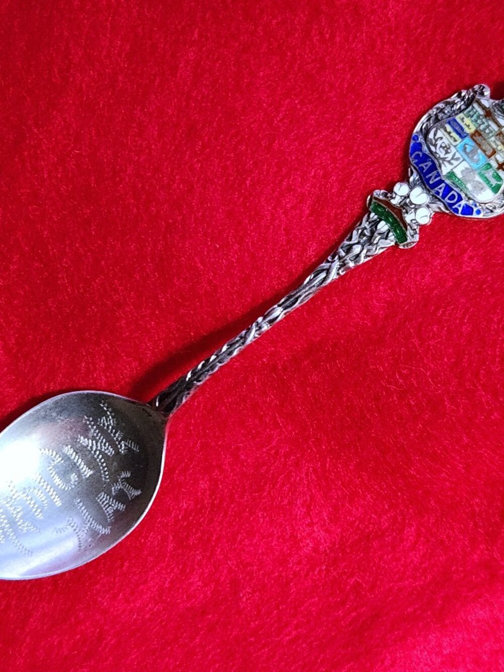 Medicine Hat Alberta Sterling Spoon Enameled Coat of Arms Antique PW Ellis Item